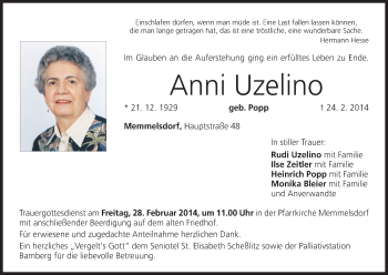 Anzeige von Anni Uzelino von MGO