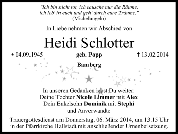 Anzeige von Heidi Schlotter von MGO