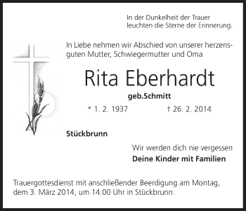 Anzeige von Rita Eberhardt von MGO