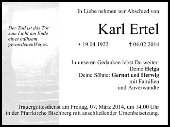 Anzeige von Karl Ertel von MGO