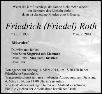Anzeige von Friedrich Roth von MGO