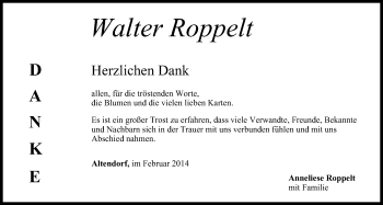 Anzeige von Walter Roppelt von MGO