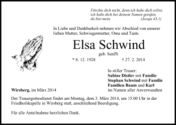 Anzeige von Elsa Schwind von MGO