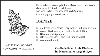 Anzeige von Gerhard Scharf von MGO