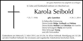 Anzeige von Karola Seibold von MGO