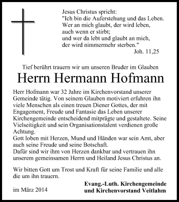 Anzeige von Hermann Hofmann von MGO