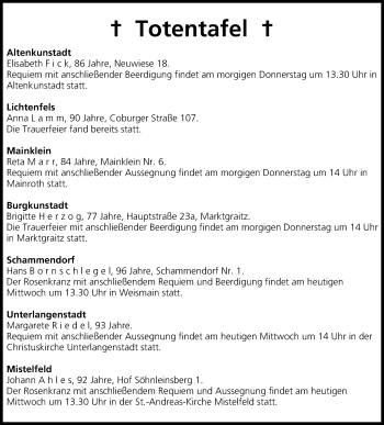 Anzeige von Totentafel vom 05.03.2014 von MGO