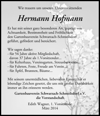 Anzeige von Hermann Hofmann von MGO