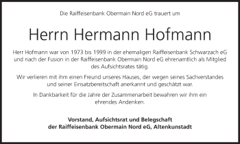 Anzeige von Hermann Hofmann von MGO