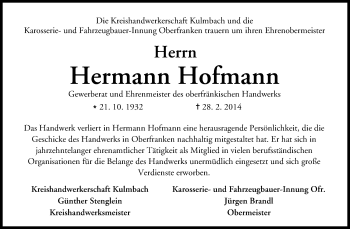 Anzeige von Hermann Hofmann von MGO
