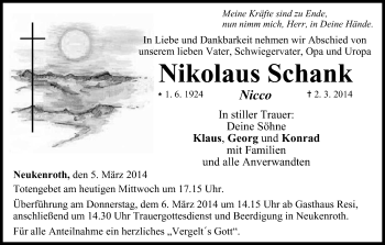 Anzeige von Nikolaus Schank von MGO