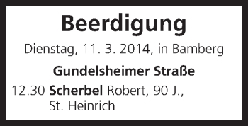 Anzeige von Beerdigungen vom 11.03.2014 von MGO