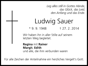Anzeige von Ludwig Sauer von MGO