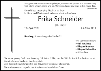 Anzeige von Erika Schneider von MGO