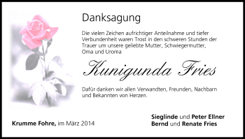 Anzeige von Kunigunda Fries von MGO
