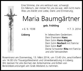 Anzeige von Maria Baumgärtner von MGO