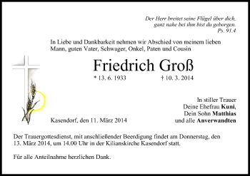 Anzeige von Friedrich Groß von MGO