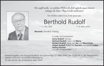 Anzeige von Berthold Rudolf von MGO