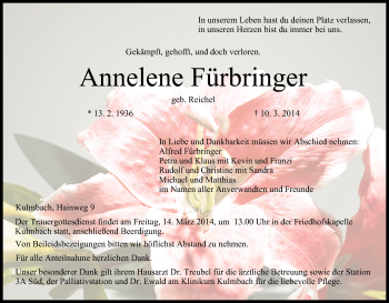 Anzeige von Annelene Fürbringer von MGO
