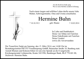 Anzeige von Hermine Buhn von MGO