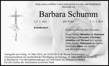 Anzeige von Barbara Schumm von MGO