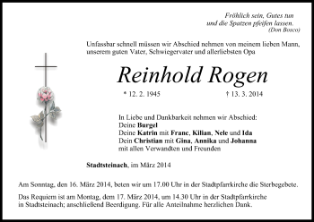 Anzeige von Reinhold Rogen von MGO