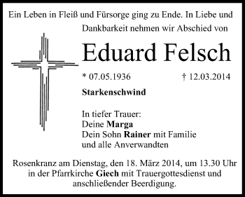 Anzeige von Eduard Felsch von MGO