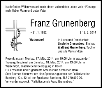 Anzeige von Franz Grunenberg von MGO