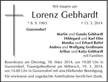 Anzeige von Lorenz Gebhardt von MGO