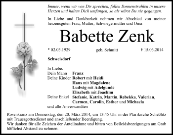 Anzeige von Babette Zenk von MGO