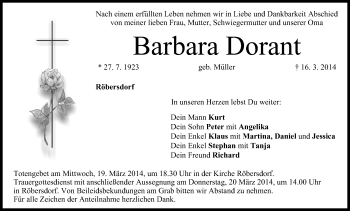 Anzeige von Barbara Dorant von MGO