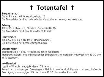Anzeige von Totentafel vom 18.03.2014 von MGO