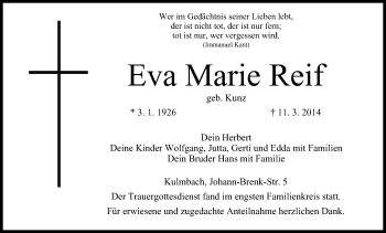 Anzeige von Eva Marie Reif von MGO