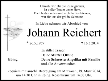 Anzeige von Johann Reichert von MGO