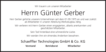 Anzeige von Günter Gerber von MGO