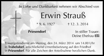 Anzeige von Erwin Strauß von MGO