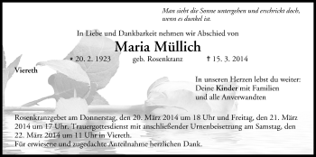 Anzeige von Maria Müllich von MGO