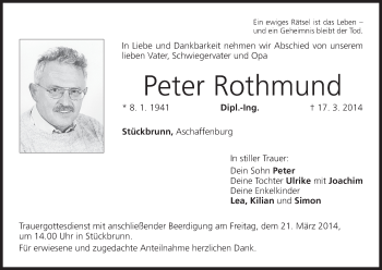 Anzeige von Peter Rothmund von MGO