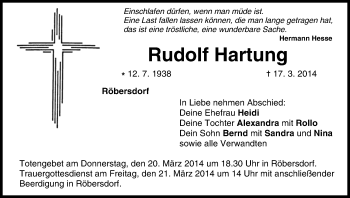 Anzeige von Rudolf Hartung von MGO