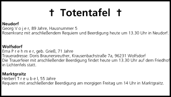 Anzeige von Totentafel vom 20.03.2014 von MGO
