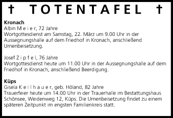 Anzeige von Totentafel vom 21.03.2014 von MGO