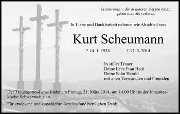 Anzeige von Kurt Scheumann von MGO