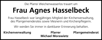 Anzeige von Agnes Hasselbeck von MGO