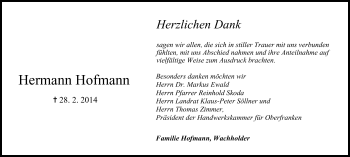 Anzeige von Hermann Hofmann von MGO