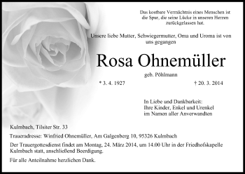 Anzeige von Rosa Ohnemüller von MGO