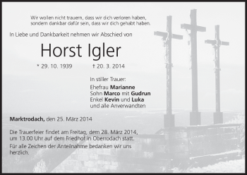 Anzeige von Horst Igler von MGO