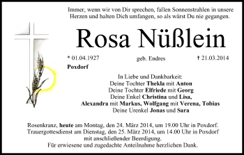 Anzeige von Rosa Nüßlein von MGO