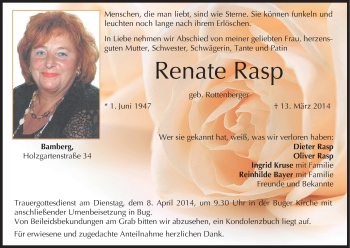 Anzeige von Renate Rasp von MGO