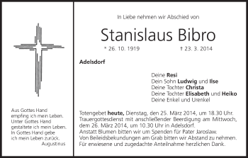 Anzeige von Stanislaus Bibro von MGO