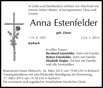 Anzeige von Anna Estenfelder von MGO